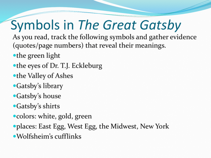 Symbols in chapter 7 of the great gatsby