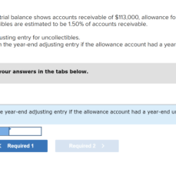 End year unadjusted balance trial warner accounts been solved receivable shows company answer problem has allowance