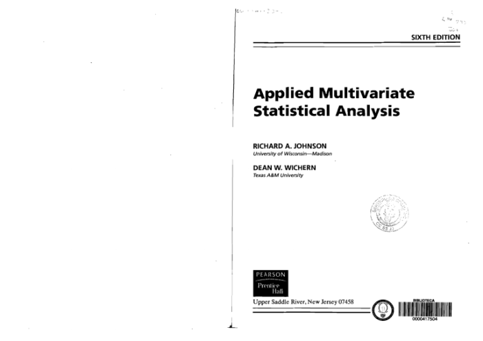 Applied multivariate statistical analysis 6th ed