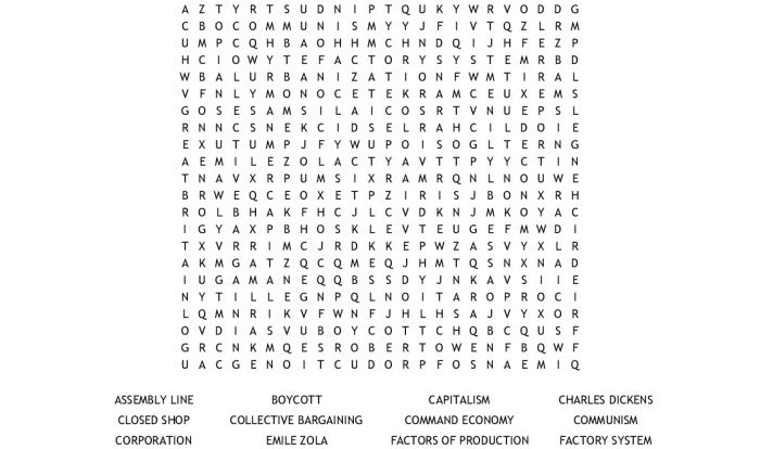 Industrial revolution word search puzzle answers