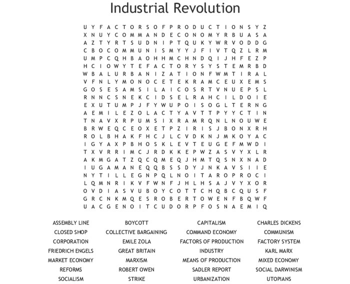 Industrial revolution word search puzzle answers